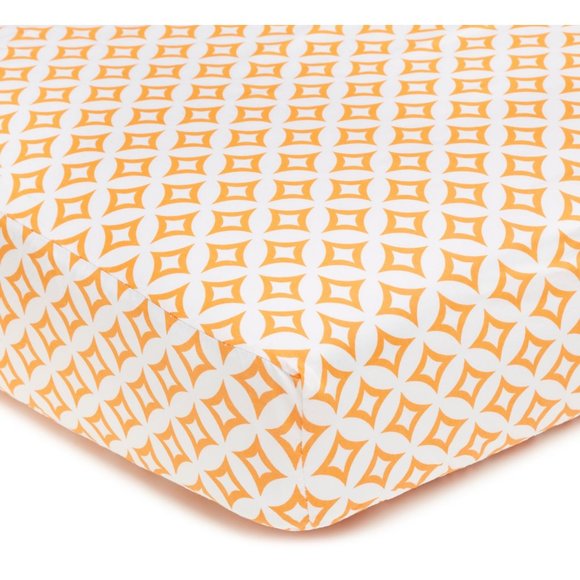 The American Baby Company Orange Tweedle Dee Tile Percale Crib Sheet NEW IN PACK - Picture 3 of 7